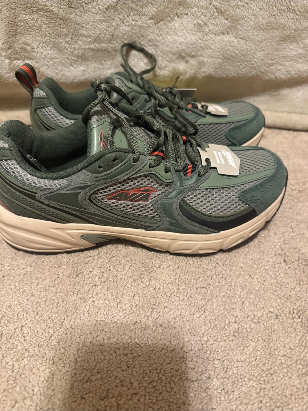Avia Men's Green Mesh Athletic Sneakers with Cream Sole
